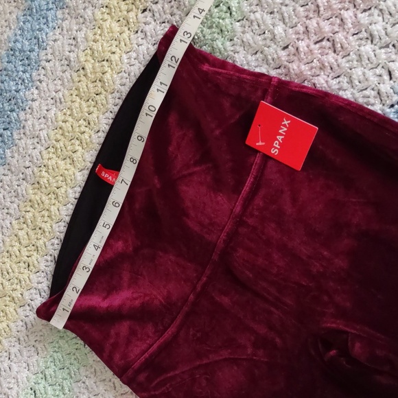 NWT Spanx Large Rich Burgundy Velvet Leggings - Picture 10 of 16